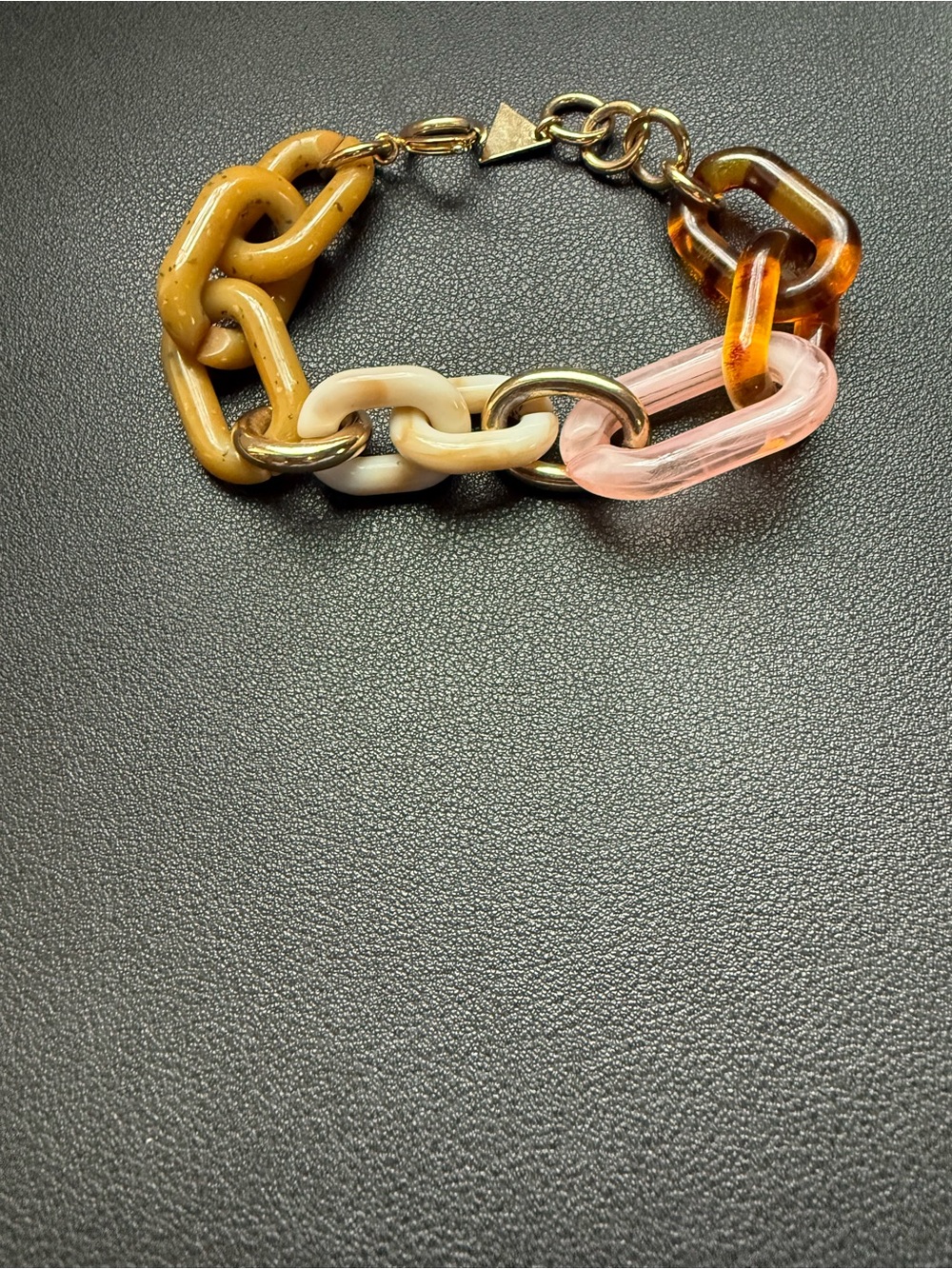 Anthropologie Chunky Multicolor Resin Link Bracelet - Yellow & Pink